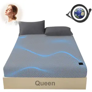 Grounding Sheets Queen,Fitted Sheet 60x80 in with Grounding Wire for Sleep,90% Organic Cotton 10% Pure Silver,Bed Sheets Conductivity(Gray, 60 * 80 * 15inch)