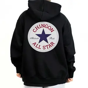 Chingo All Star Loose Fit Unisex Hoodie Medium Heavy Sweatshirt for Men & Women S-5XL Black Basic Crewneck Long Sleeve Minimalist Pullover SB8