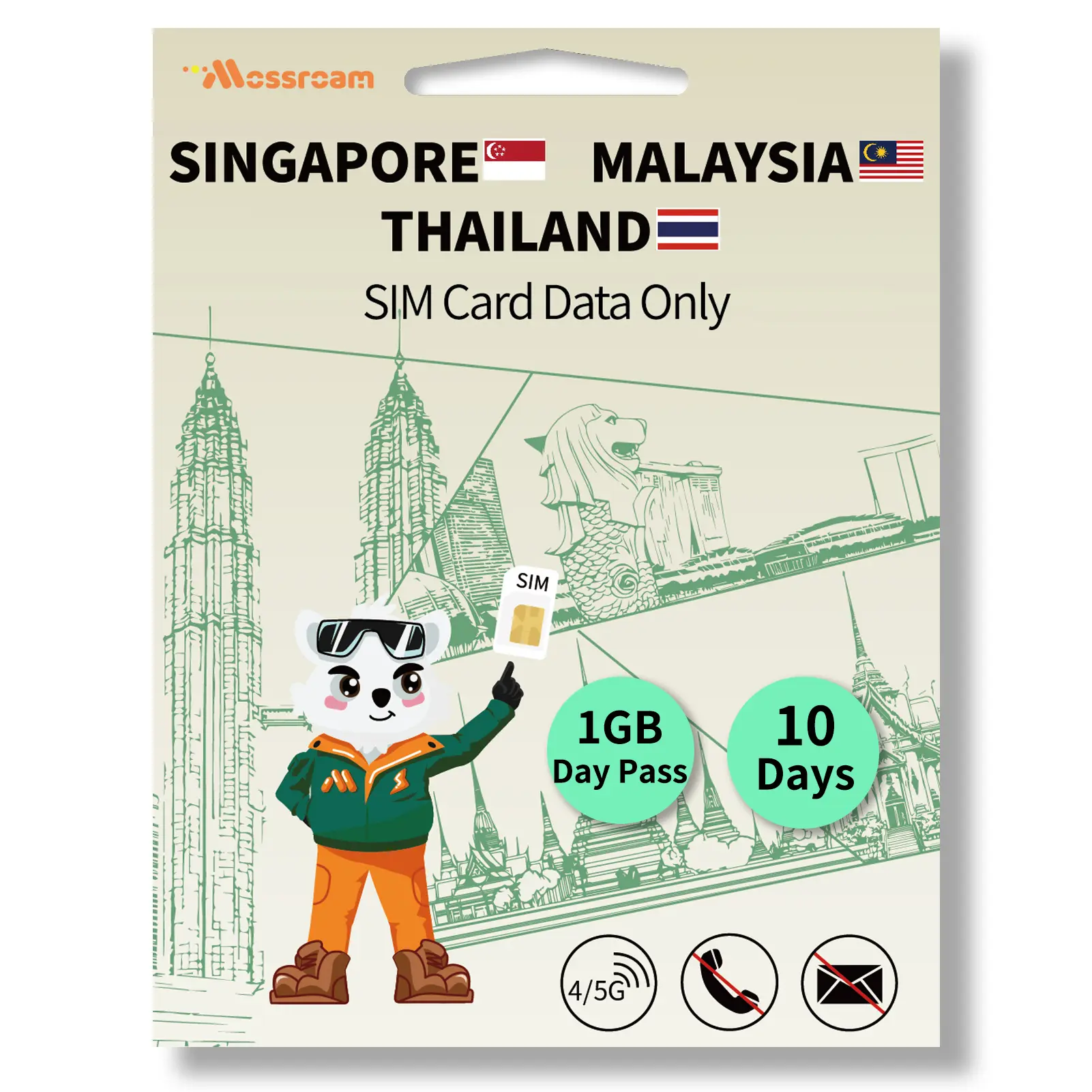 SIM Card for Singapore, Malaysia, Thailand – Prepaid Data Plans | 1GB or 2GB Daily Data | 1-10 Days | High-Speed Internet | Ideal for Travelers
