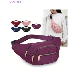 2026 Quilted Waist Fanny Pack for Women Men, Oxford Cloth Crossbody Belt Bag with Multi Zipper, Lightweight Phone Bag for Travel, Hiking & Everyday Casual Use