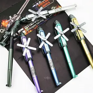 New 2-piece creative special forces helicopter-shaped gel pens, military weapon fighter jet transforming pens, student stationery pens Z