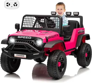 GAOMON 12V Ride on Car for 3+, Kids Electric Vehicles with Remote Control Riding Toy Extra Wide Seat and Legroom for Toddlers with Safety Belt, 3 Speeds, LED Light, Music, USB for Children 3-6 Years,Rose