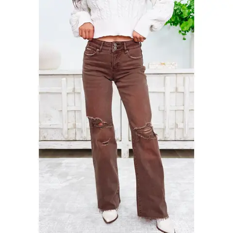 True Obsession By Denim BAR - Tummy Control Jeans - Brown