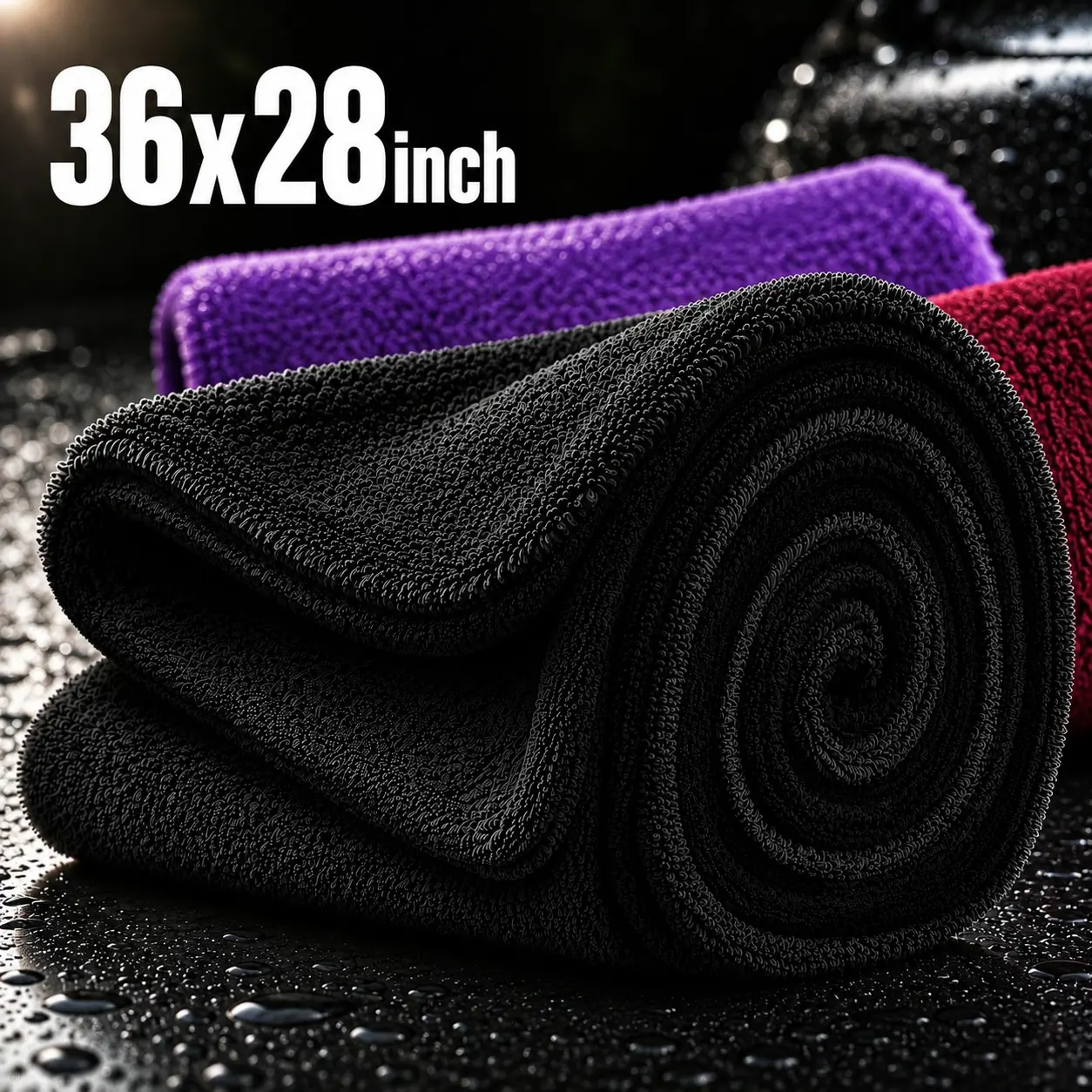 Largest 36''x28'' 1350GSM Double Twisted Loop Car Drying Towel, Ultra-Absorbent Microfiber Drying Towel for Automotive Detailing Vehicle Wash Kit Car Washing Supplies,Car Detailing