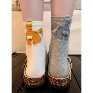 1/3 Pair Three-Dimensional Cat Printed Men female Mid Tube Socks Soft Comfortable Sweat Absorbing Breathable Casual Couples Sock Womenswear Day