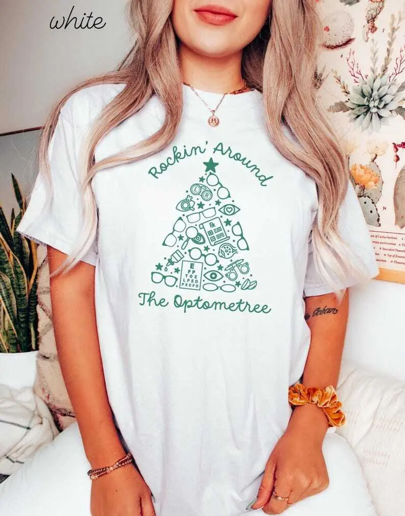 Optometry Christmas Comfort Colors Shirt • Rockin' Around The Optometree T-shirt• Optometrist Tees • Ophthalmologist Gifts • Ophthalmic Tech Fabric Top