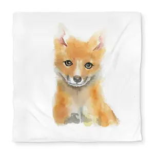 Begin Home Decor C1DCQSW08AZHQ9 Watercolor Baby Fox Queen Size Duvet Cover - Rustic Home Decor