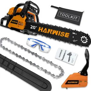 HANWISE Gas Chain Saw | 20 inch Heavy duty Cordless Gasoline Chain Saw, Suitable for Forestry/Wood Cutting | 2-stroke Professional Chain Saw, Used for Garden/Farm/Courtyard Gifts | Perfect Gift for New Year/Valentine's Day