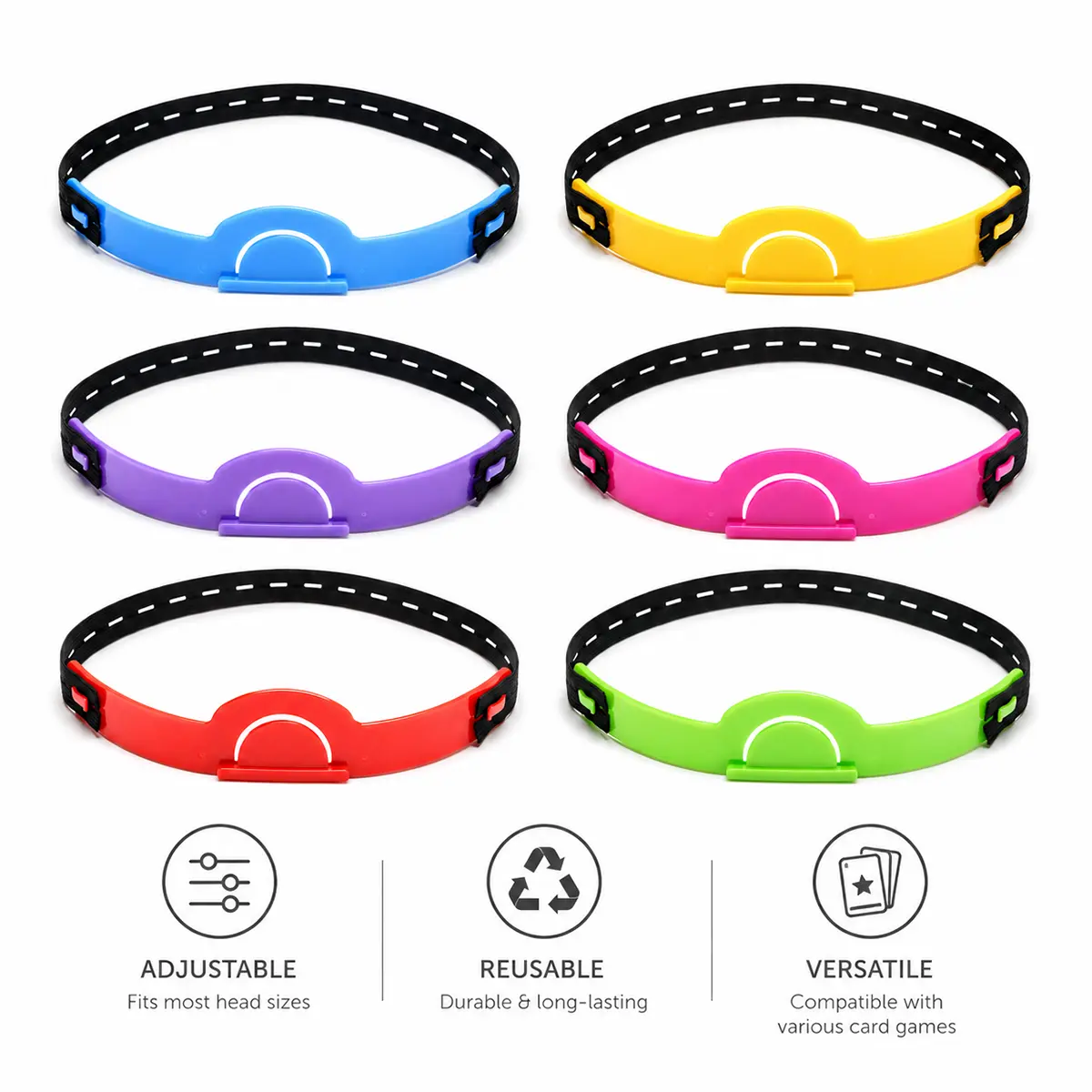 6 Pieces Unisex Casual Adjustable Card Game Headbands - Comfortable Elastic Forehead Holders, Reusable, One-Size-Fits-All, Compatible with "Don't Say It, Don't Do It!"/Who Am I (Toys & Hobbies, Board Games Accessory), Card Games