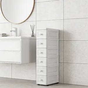 4/5/6-tier white storage box is optional, with a width of 9.84 inches, thickened and reinforced design, drawer-style design, suitable for organizing small spaces, easy to assemble, independent and movable design, and easy to clean