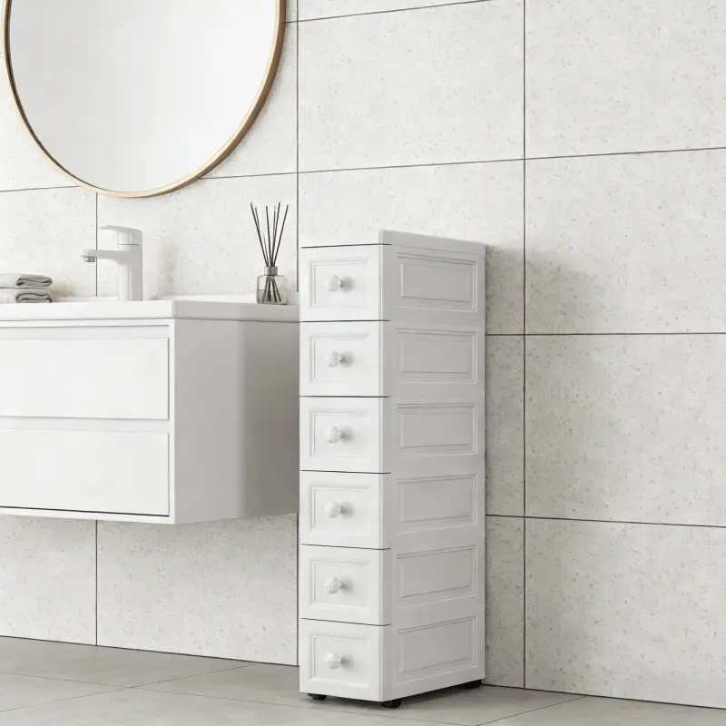 4/5/6-tier white storage box is optional, with a width of 9.84 inches, thickened and reinforced design, drawer-style design, suitable for organizing small spaces, easy to assemble, independent and movable design, and easy to clean, Minimalist Drawer Tower