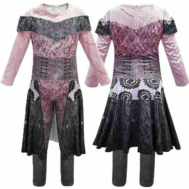 Kupretty Audrey Mal Fancy Dress Halloween Costumes for Girls Halloween Evil Queen Cosplay Long Sleeve Jumpsuit Kids Costumes Cosplay