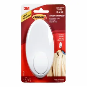 3M Company 17019-ES White Clothes Hang Hook