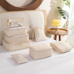 Large Capacity Travel Organizer Set, Nylon Storage Bag Set For Clothes, Pants, Shoes, Socks, Vacation Style, Portable Duffel Bag