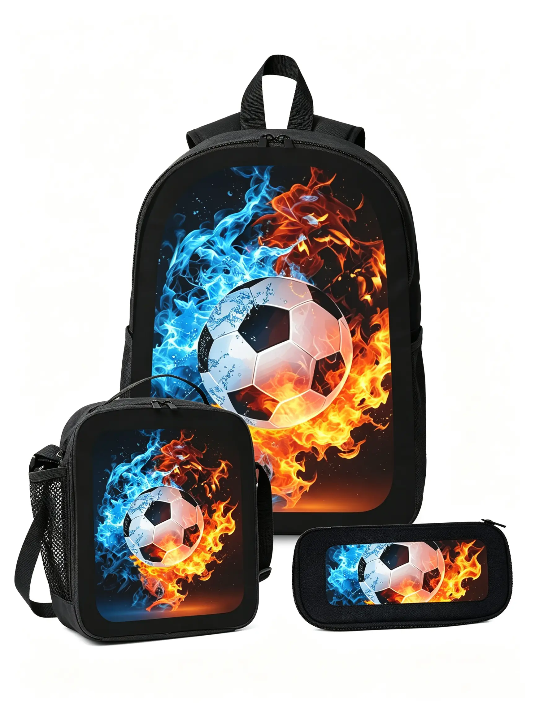 Kids' 17-Inch Stranger Things Season 4 3-Piece Printed Backpack Set - Built-in Organizer Backpack with Lunch Bag, Pencil Case, Casual Bookbag for Teens, 2026 Back to School Functional Bag, Built-In Organizer Backpacks