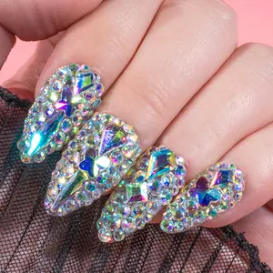 Liketete Sparkle Diamond Almond Nails Salon Quality Regular Length Acrylic Press On