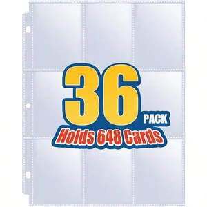 Premium Card Pages Set, 36 Double-Sided Refillable Sheets, Holds 648 Cards, Fits 3-Ring Binders, Ideal for Trading & Business Cards, Trading Card Album