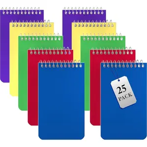 Small Notebooks, Spiral Notepads 3x5 - (Bulk Pack of 25) Pocket Notebook, Memo Pads For Home, Office, College, School - Lined College Ruled Paper - 5 Colored Notebooks, 75 Sheets Per Notebook