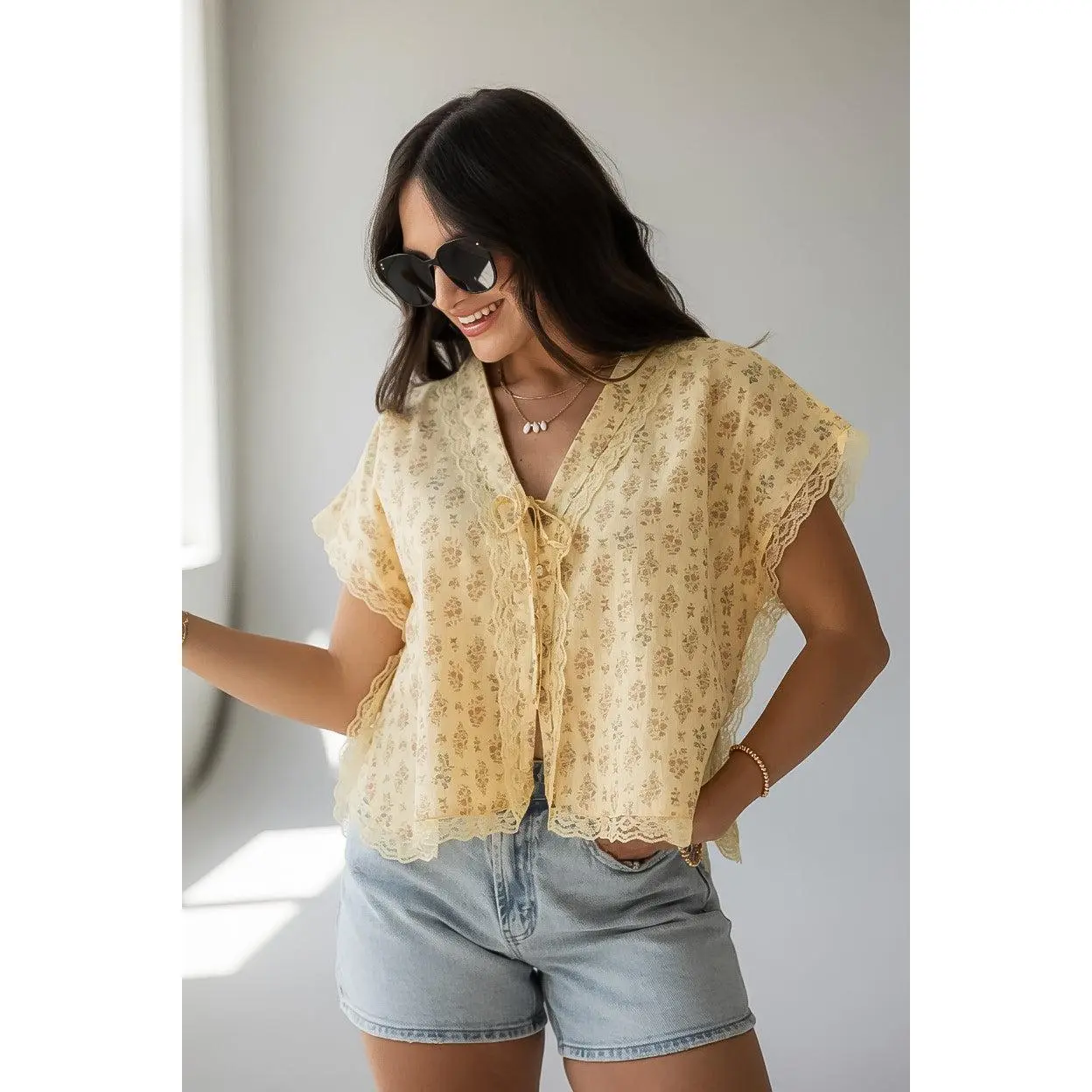 Sweet Sunshine Yellow Floral Blouse