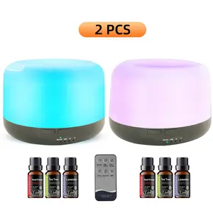 2PCS 500ml Essential Oil Diffuser with Remote, Auto Shut-Off, BPA-Free, Aromatherapy