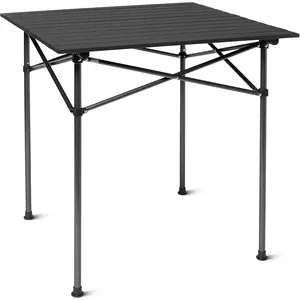 Basics Portable Folding Aluminum Camping Table, Tall, Black