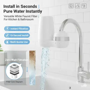 Sink Mount Water Filtration System, Zero Wait Filter, Easy Installation, Multi-Purpose Tap Filter for Kitchen & Bathroom, Faucet
