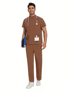 Men and Women Same Solid Color Brushing Hand Clothes Studio Hospital Work Clothes Washing Clothes Set Stand Collar Jogging Suit