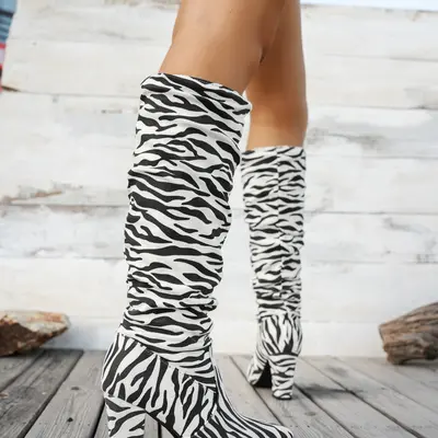 Black and White Zebra Print Boots TikTok Shop