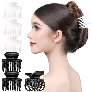 6 count Double Claw Hair Clip  Claw Clip Grip  Jaw Clamps Thin Fine Hair  Hold No Slip Undo Clutchers for Women, Small Black & White