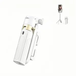 Tripod,Magnetic Selfie Stick,360° Rotation Magnetic SelfieStick, Extendable Detachable Light Cell PhoneHolder,Portable Pocket Size Selfie Stick ,(White)