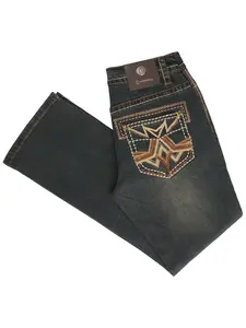 Centenario Men's Tinted Brown Denim with Embroidered Details 45316