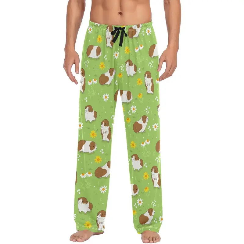 Men's Pajama Pants Super Soft Cute Guinea Pigs Sleep Lounge Pants Pjs Bottoms with Pockets