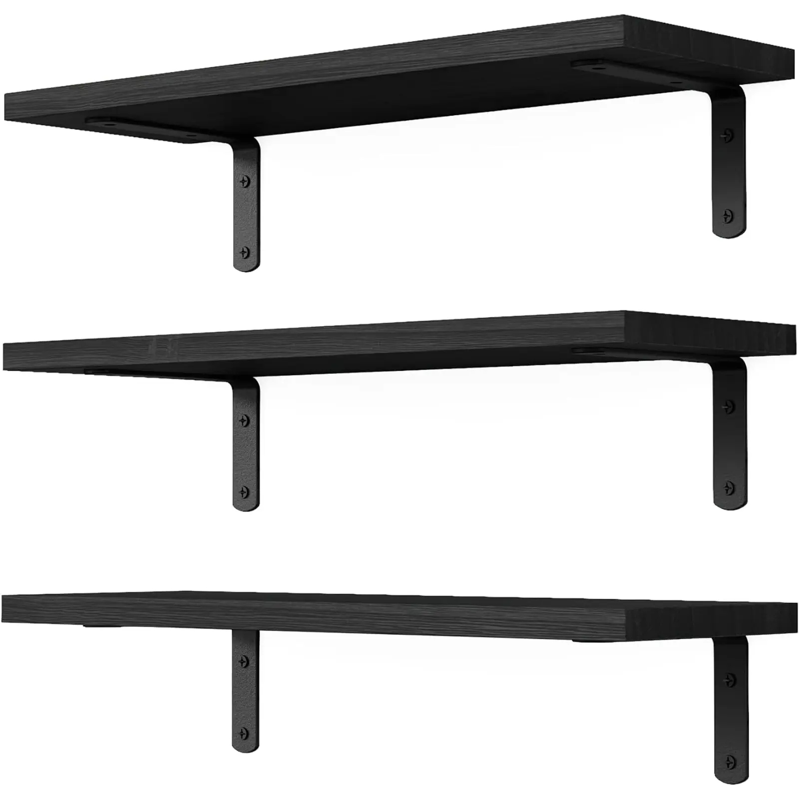 Wooden Floating Shelf Set (3 Pieces), Wall-Mounted Shelf Unit, Wall Decor Rack, Country Style Bedroom Storage, Bathroom Organizer, Living Room Bookshelf