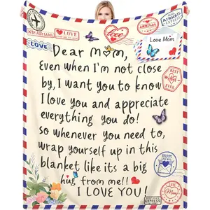 Throw Blankets Gifts for Mom from Daughter Son, I Love You Mom Blanket Birthday Gifts for My Best Mother,A Letter Love Dear Mother to My Mom's Blanket Mothers Day Christmas Valentines Presents