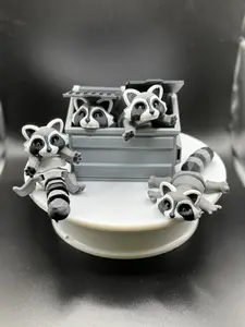 Dumpster Raccoon / Trash Can Panda Articulated Figure with Dumpster Included Decor Room Decoration Figurine