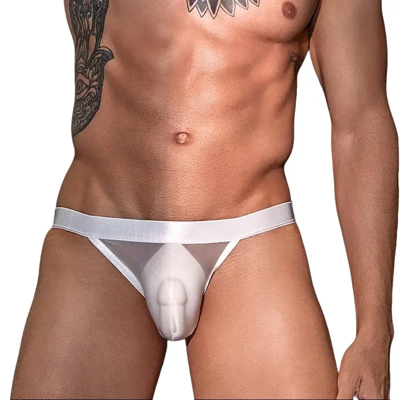 Men's Glossy Polyester Knit Triangle Briefs, Comfortable Cheeky Cut with a Smooth and Stretchy Fabric, Menswear, Glossy Finish, Solid Plain, Hip Briefs, Halloween, Christmas, Chic, Thanksgiving, Romance, High Stretch Underwear