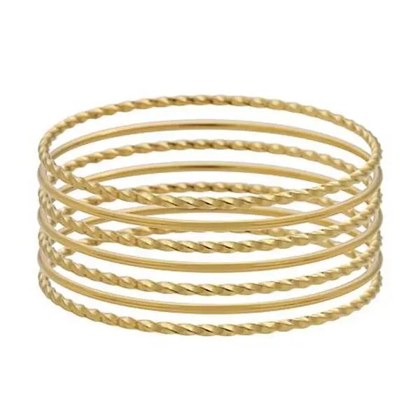 Stately Steel Polished and Twisted 7-piece Bangle Set