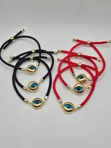 Adjustable Evil Eye Bracelet with Protective Symbol for All Wrist Sizes Comfortable Fit Stylish Accessory in Black & Red Options