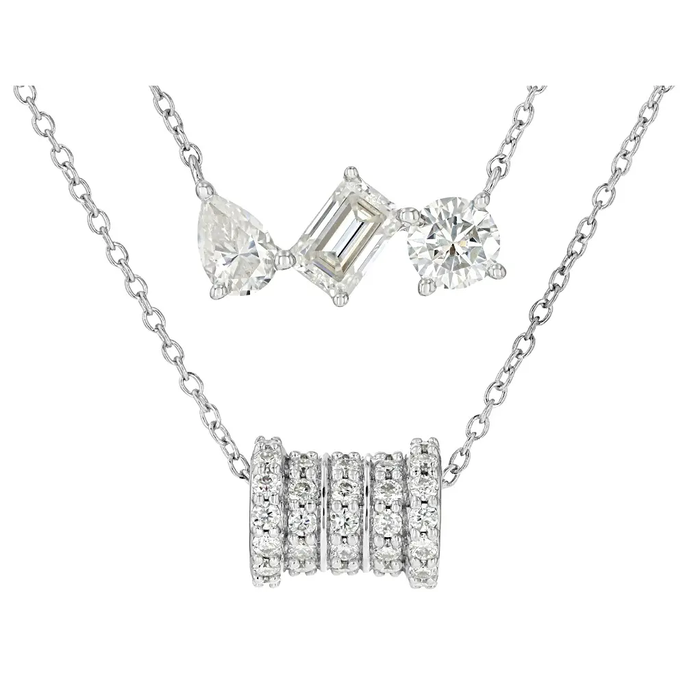 JTV Moissanite Platineve Multi Layer Necklace 3.05ctw DEW