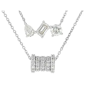 JTV Moissanite Platineve Multi Layer Necklace 3.05ctw DEW