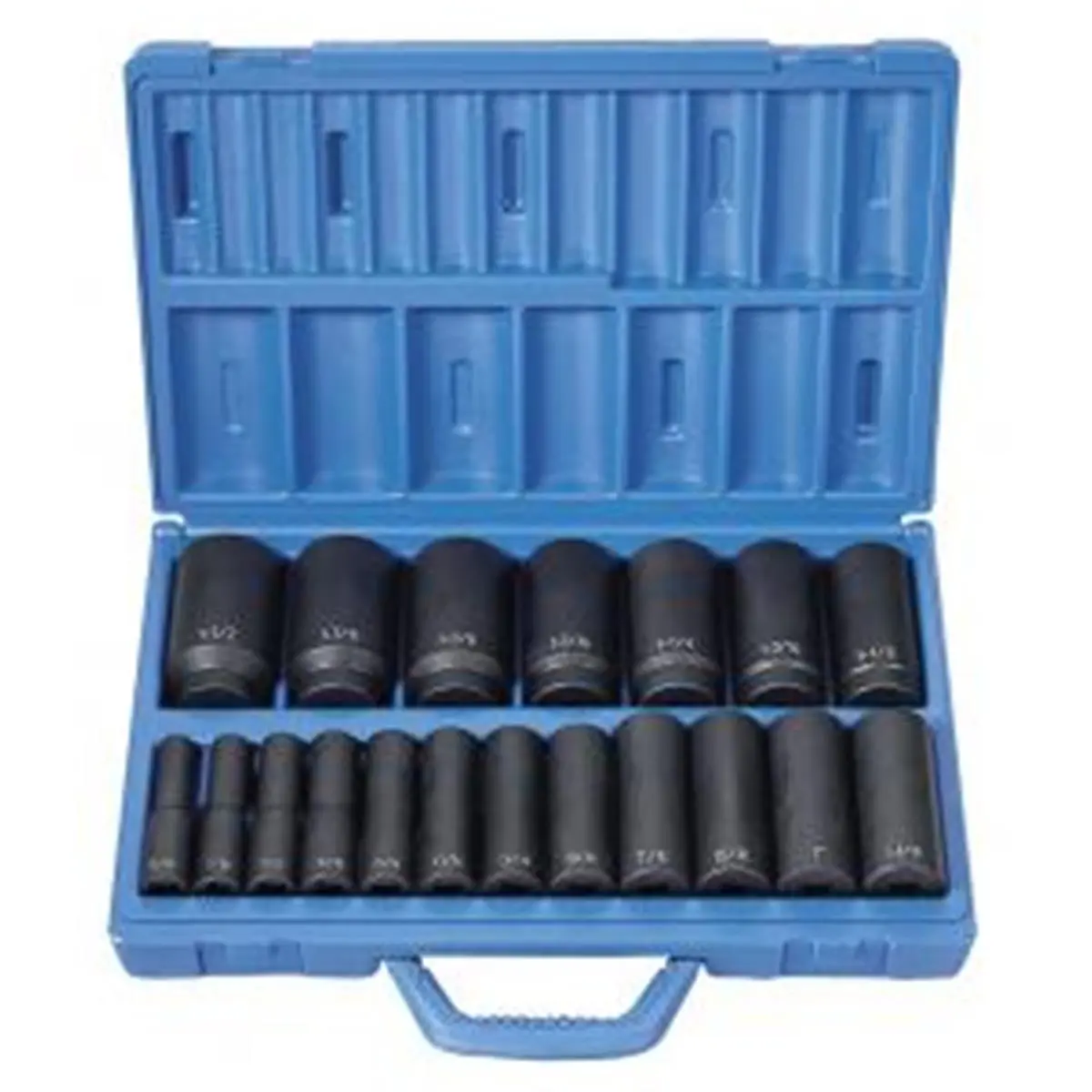 Grey Pneumatic GP1319D Plus 19-Piece Impact Socket Set, 0.5 in. Drive Deep Length, Chromium-Molybdenum Alloy Steel Mechanic Equipment, High Torque Socket with Removable Top & Tool Box Tray