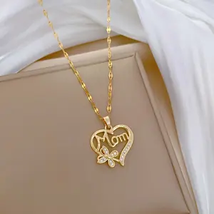 Women' Stainless Steel Butterfly Heart Pendant Necklace Suitable for Daily Wear - Elegant Cubic Zirconiaia Jewelry Gift for Mom, Wife, Girlfriend, & Comfortable for Special Occasions & Everyday