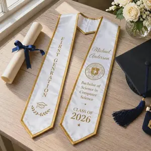 Custom Your Design Text Logo Graduation Stole, Personalized Graduation Print Sash with Name, Class of 2026 Nursing Stole, First Generation
