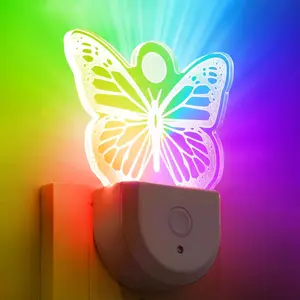 2 Pack Night Lights US Plug Into Wall Color Changing Night Light for Kids, RGB LED Nightlight with Dusk to Dawn Sensor for Bathroom Decor, Children Room, Christmas Gift