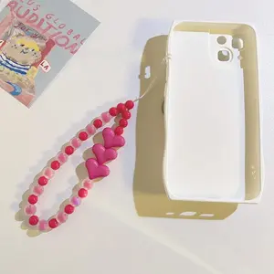 Heart Beaded String Lanyard Mobile Phone Accessory for Universal Phone Cases, Keychains, Camera and Bag Charms, Perfect Valentine's Gift