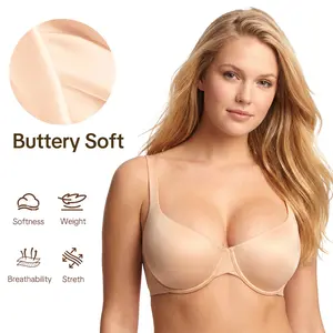 HSIA Elodie CloudSoft Unlined Seamless Smooth Satin-Like Underwire Elegant Balconette Bra High Stretch Fabric for Small Bust Non Padded Half Cup Bra Natural Lifting Snug Fit Comfortable Everyday Bra for Petite Women