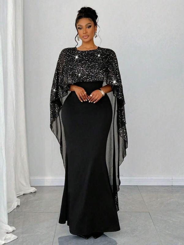 Plus Size, Plus Size Women's Elegant Evening Gown - Formal Party Wedding Dress, Slim Fit Long Dress, Machine Washable Formal Attire for Women, Dresses for Wedding, Silhouette Womenswear Workwear