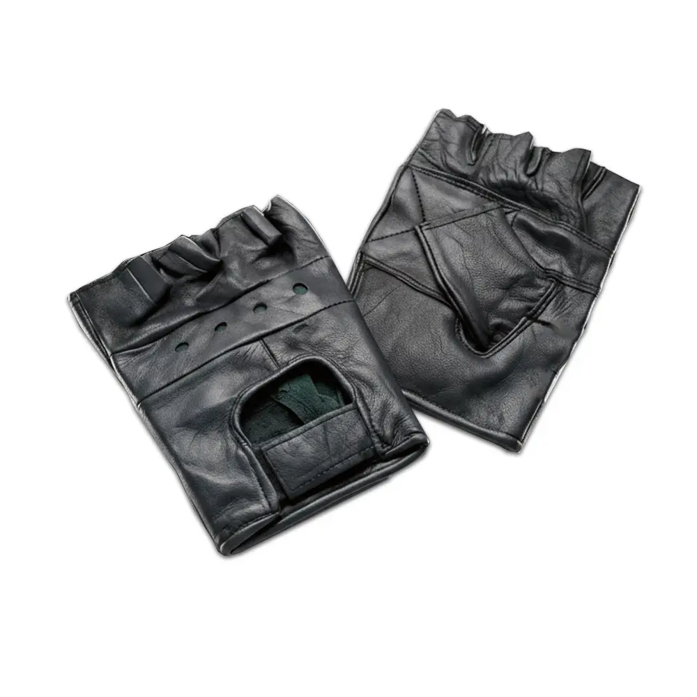 Premium Black Leather Weight Lifting Gloves - Short Finger Gym Gloves, Workout Accessories, Athletic Accessory, Strength Training Accessory, Gym Training