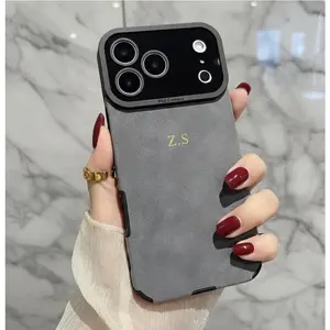 Personalized iPhone 17 Case with Initials – Luxury PU Leather Shockproof Cover, Slim Design, iPhone Case Compatible with iPhone 15 16 14 17 Pro Max 13 12 11 XR AIR XS Plus Cute Soft Silicone Drop Protection Rugged and Durable gift for her