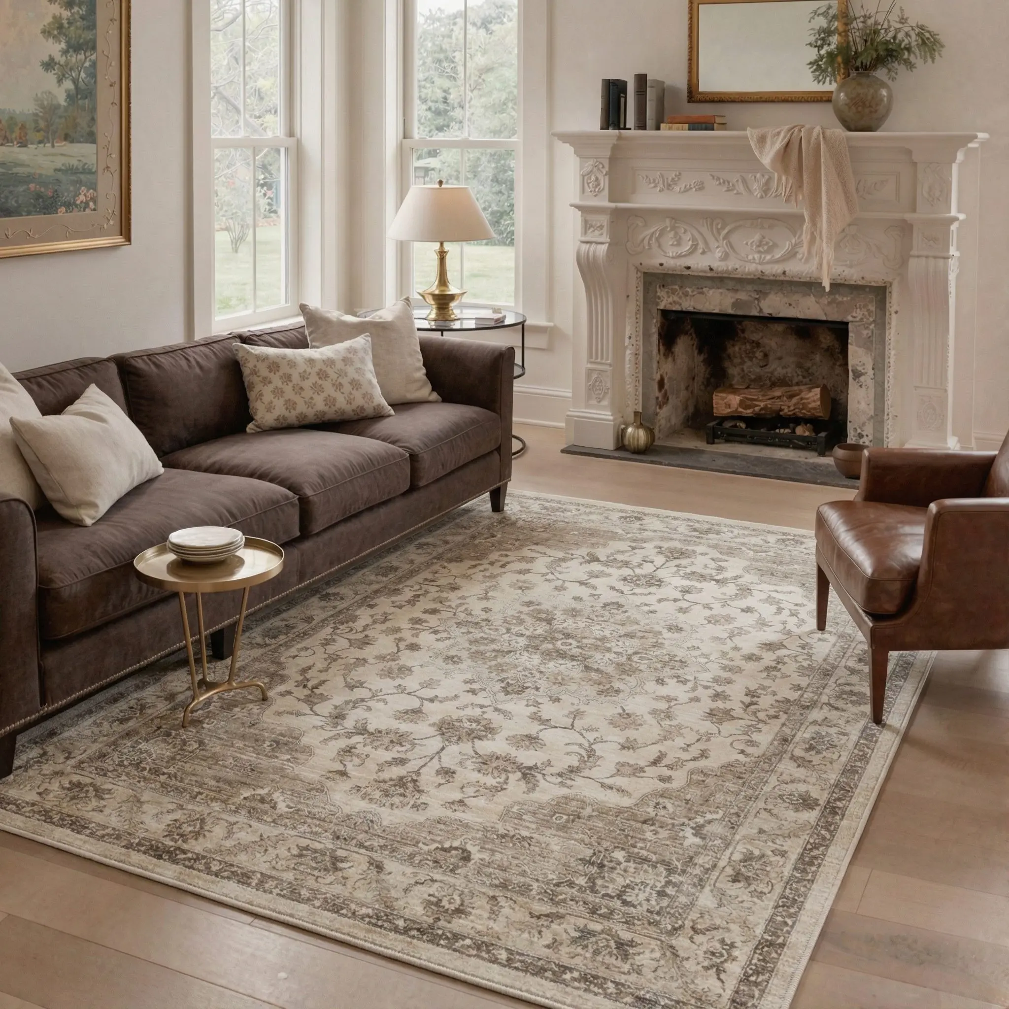 【Deals For You Days】GENIMO Soft Rug – Machine Washable, Non-Slip, Pet Friendly Floor Rug, Area Carpet Ideal for Living Room, Bedroom, Kitchen, Hallway, Complete Interior Decor ,ARP2684-BROWN